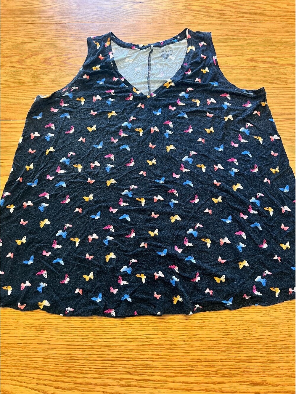 Lane Bryant Black Sleeveless V-Neck Butterfly Print Top Size 22/24